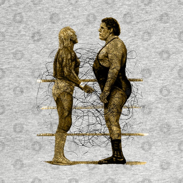 Andre the Giant vs Hulk Hogan Pencilart by ANDREANUS
